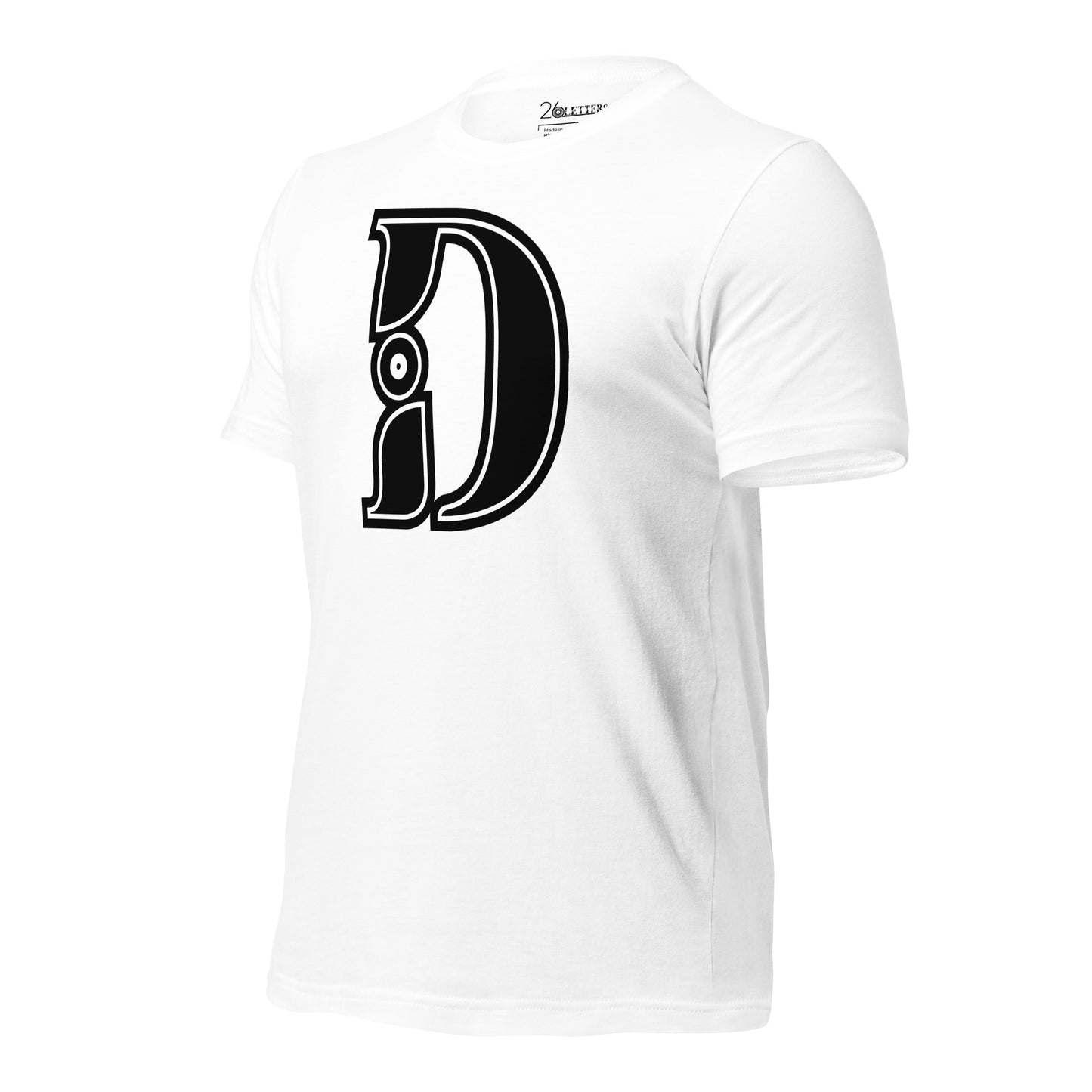 BLACK ON WHITE/ LETTER D / T-SHIRT