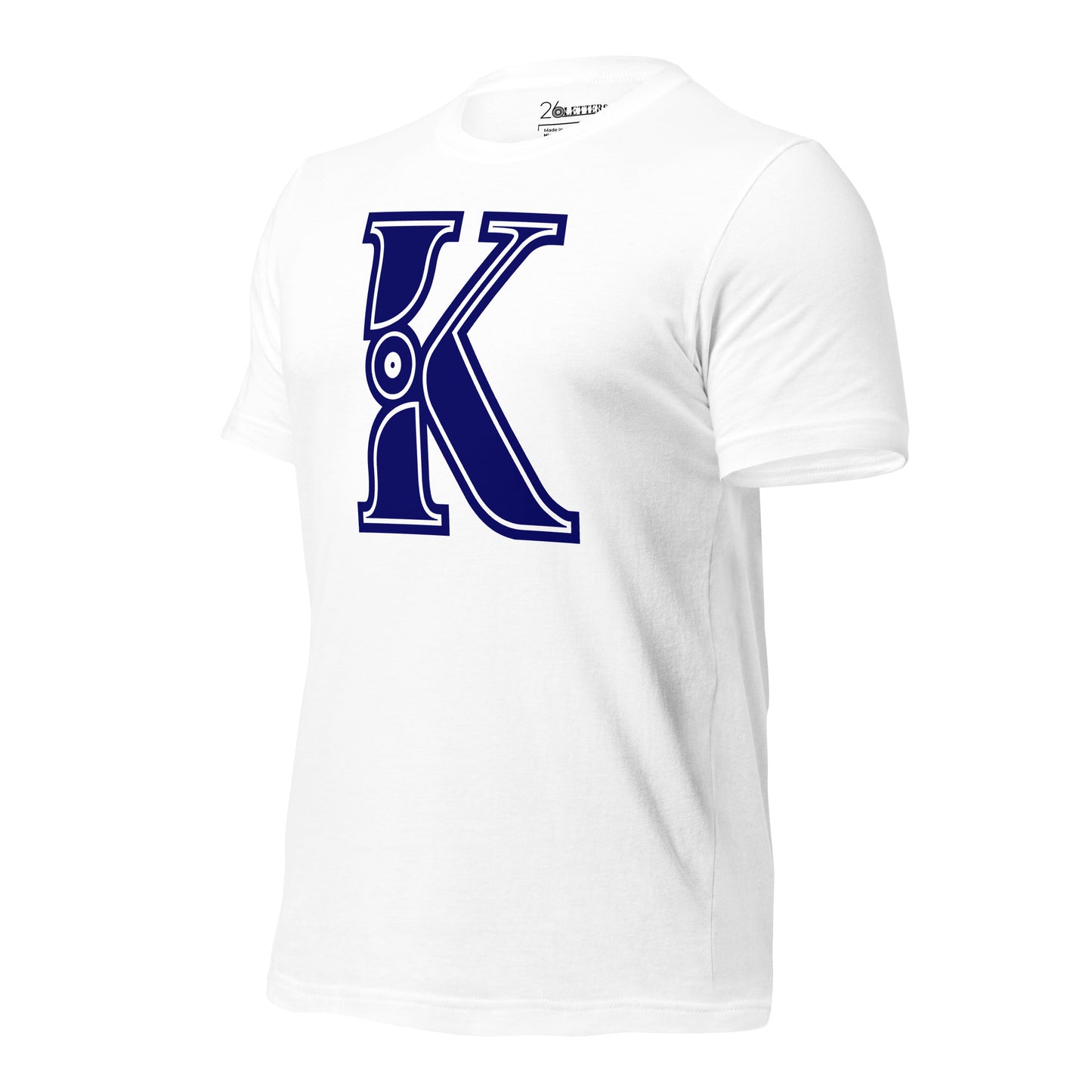 Blue and White Letter K T-Shirt