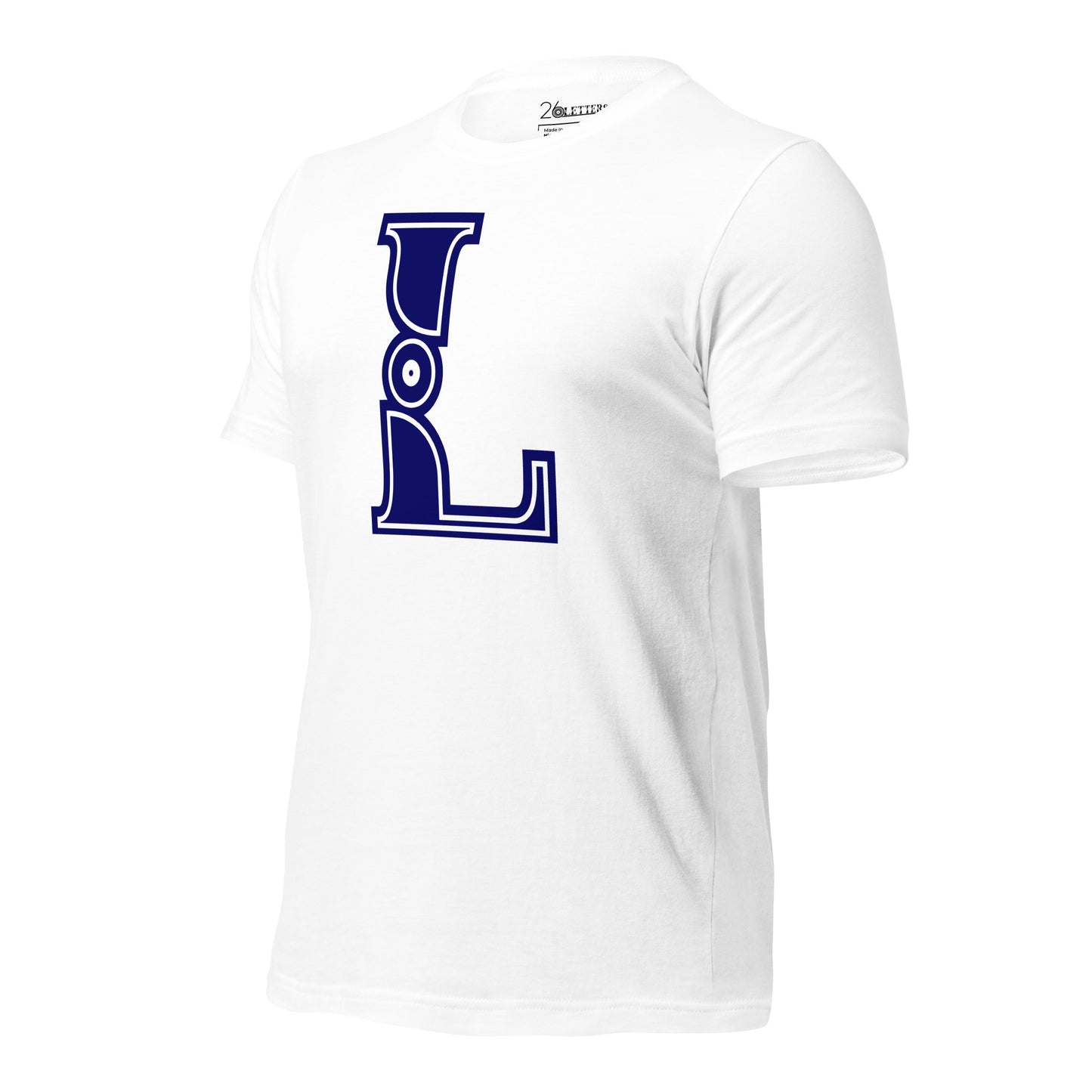 Blue and White Letter L T-Shirt