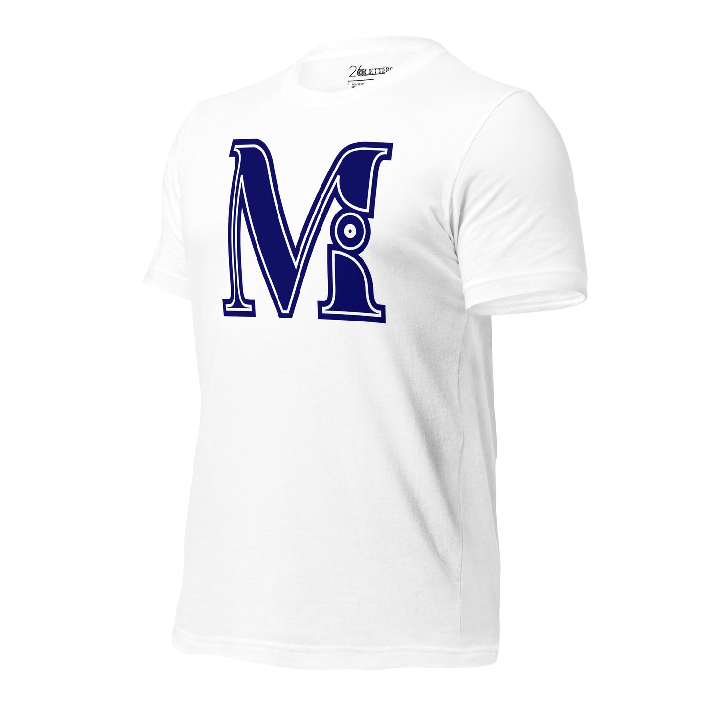 Blue and White Letter M T-Shirt