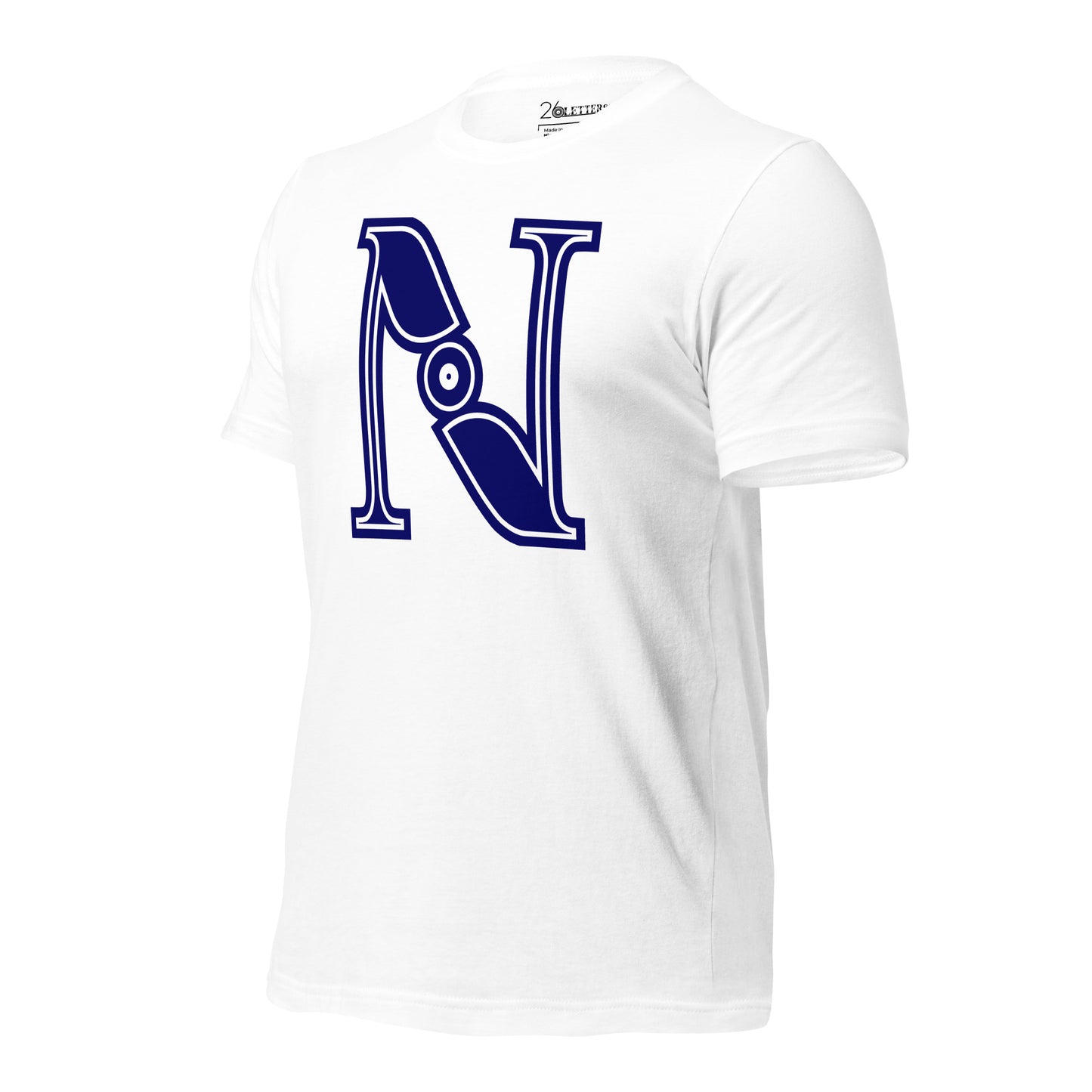 Blue and White Letter N T-Shirt