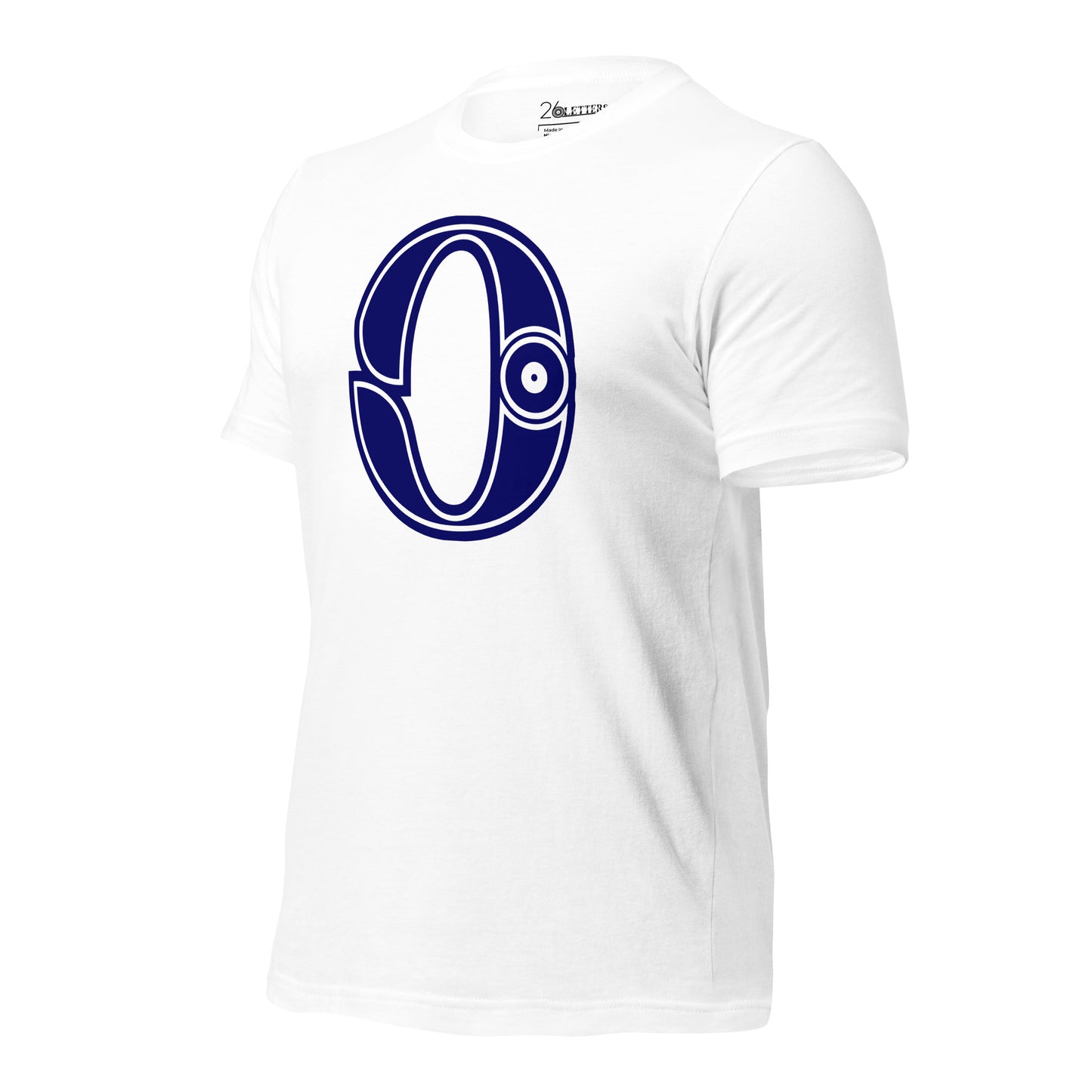 Blue and White Letter O T-Shirt