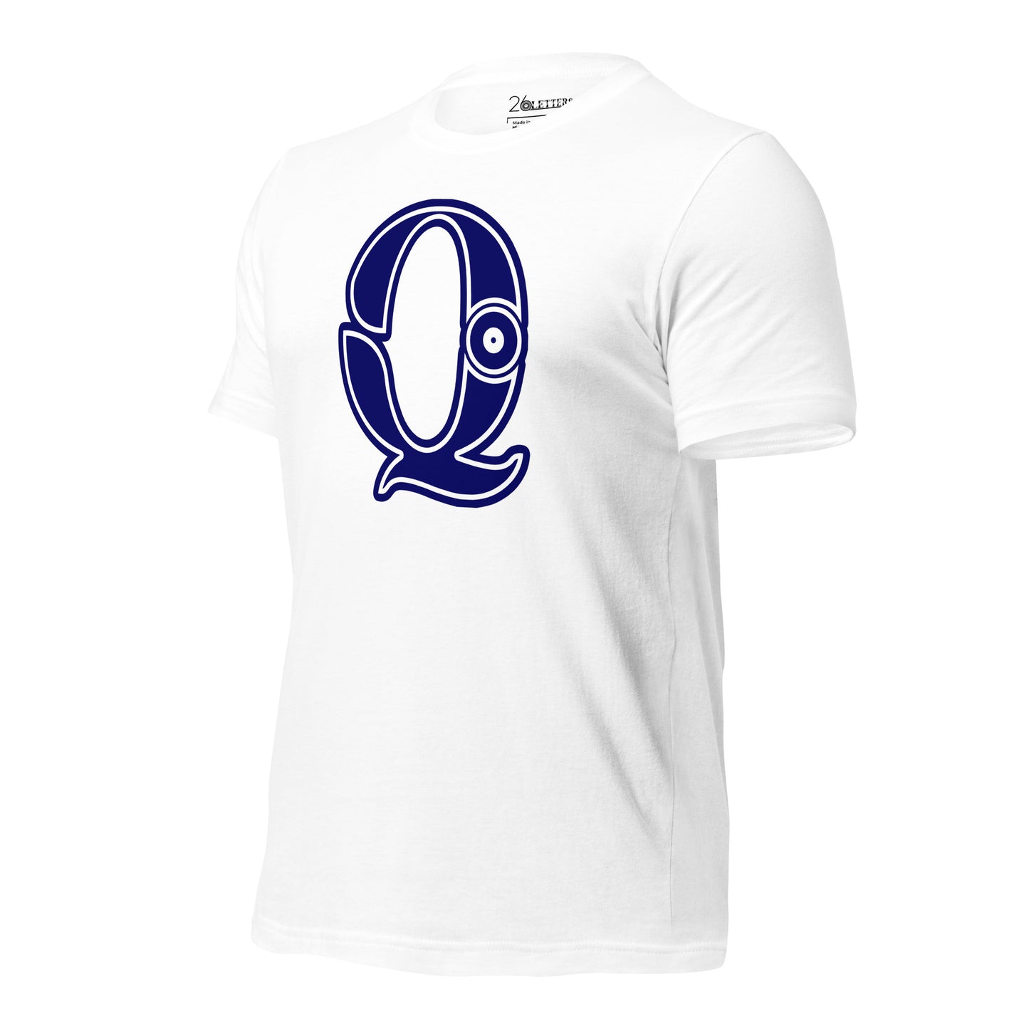 Blue and White Letter Q T-Shirt