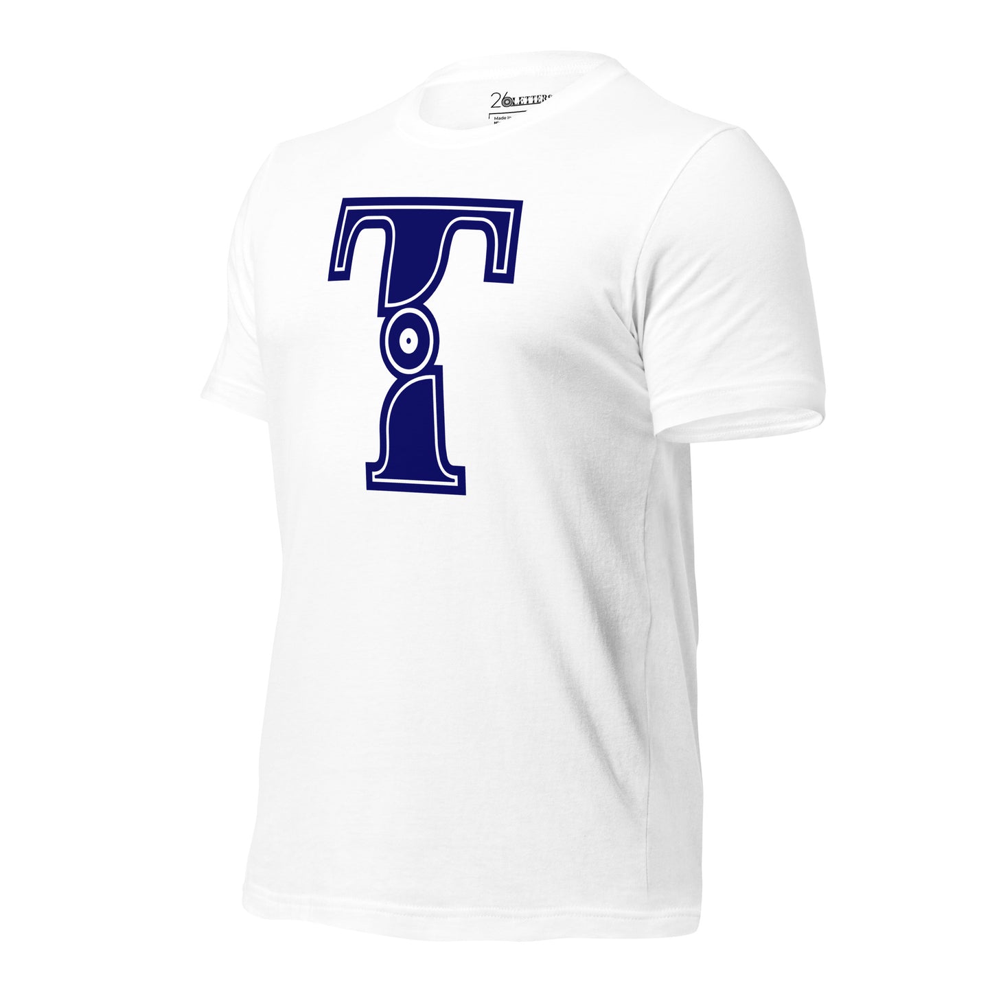 Blue and White Letter T T-Shirt