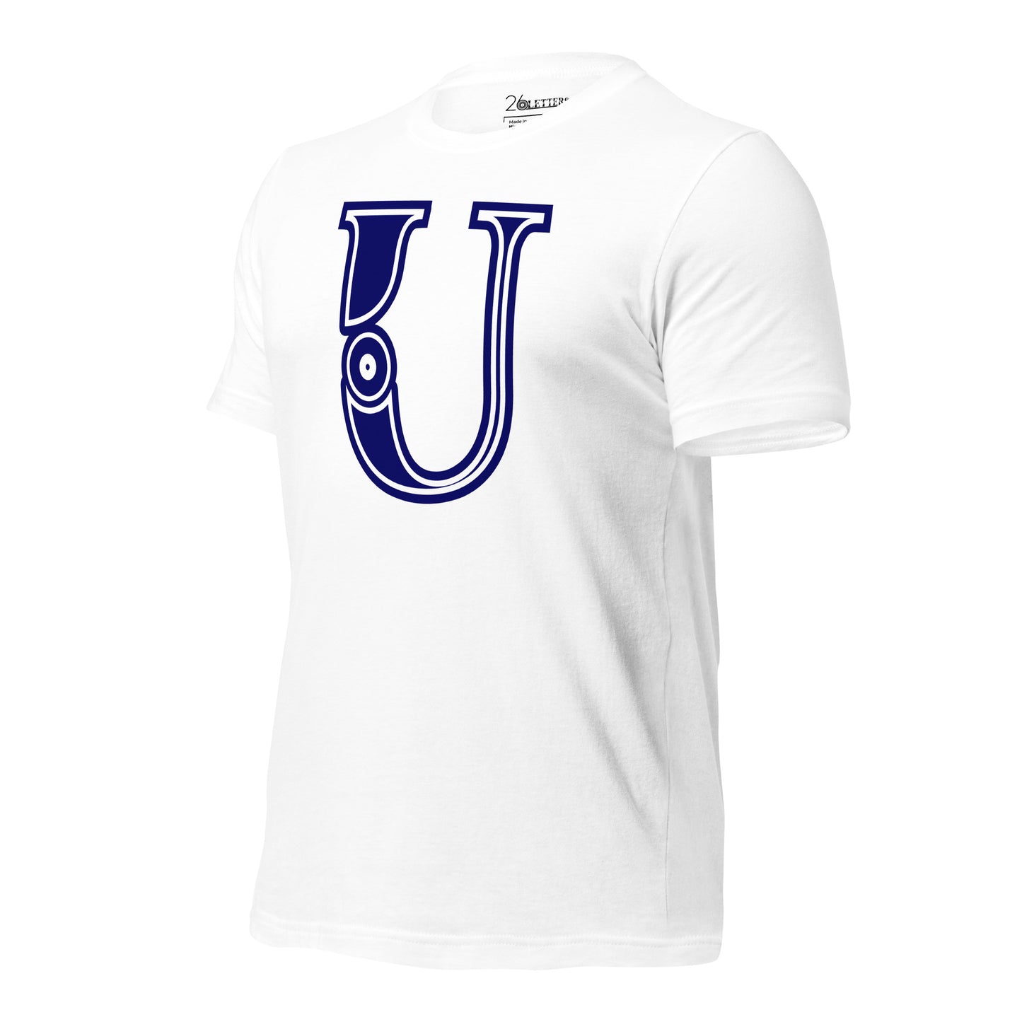 Blue and White Letter U T-Shirt