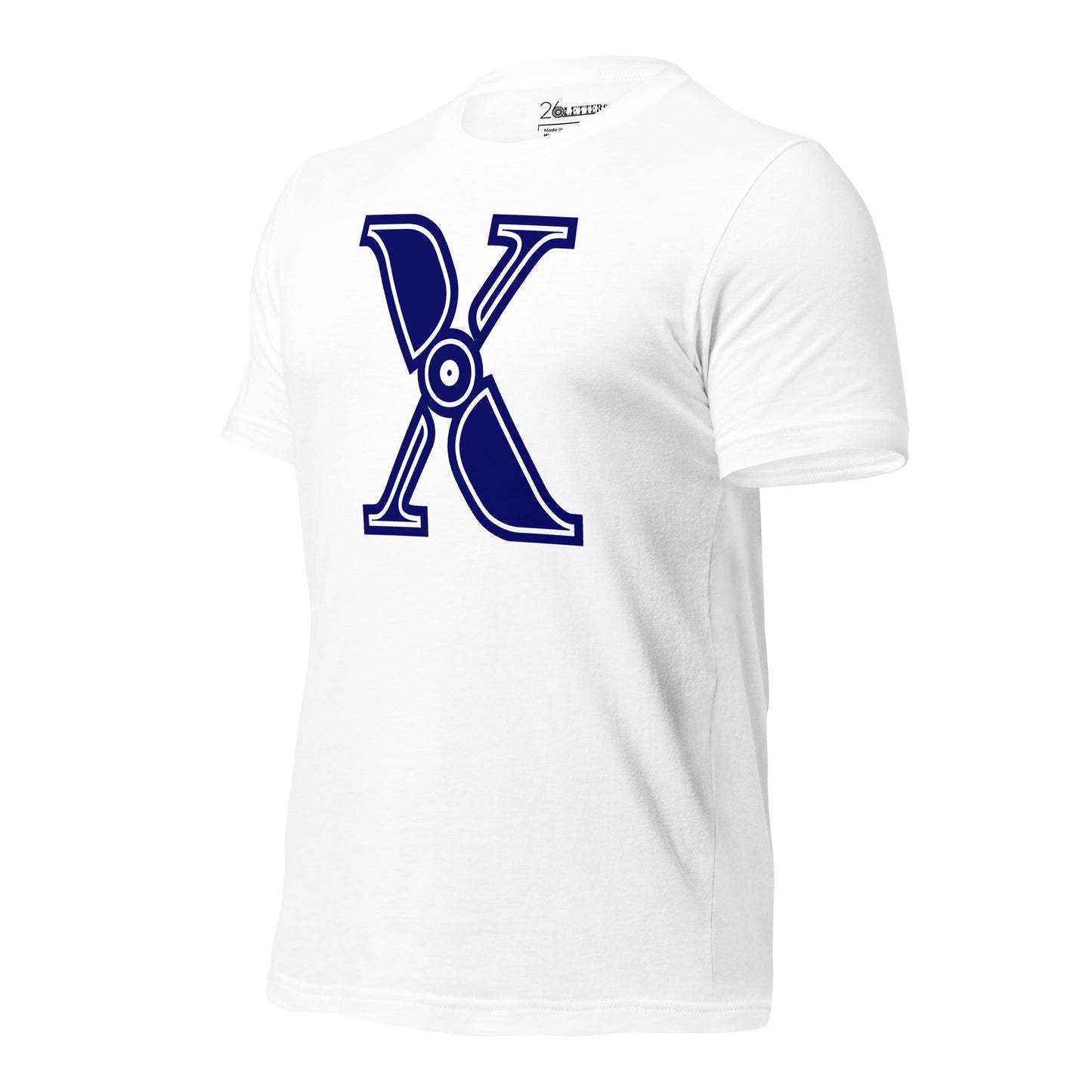 Blue and White Letter X T-Shirt