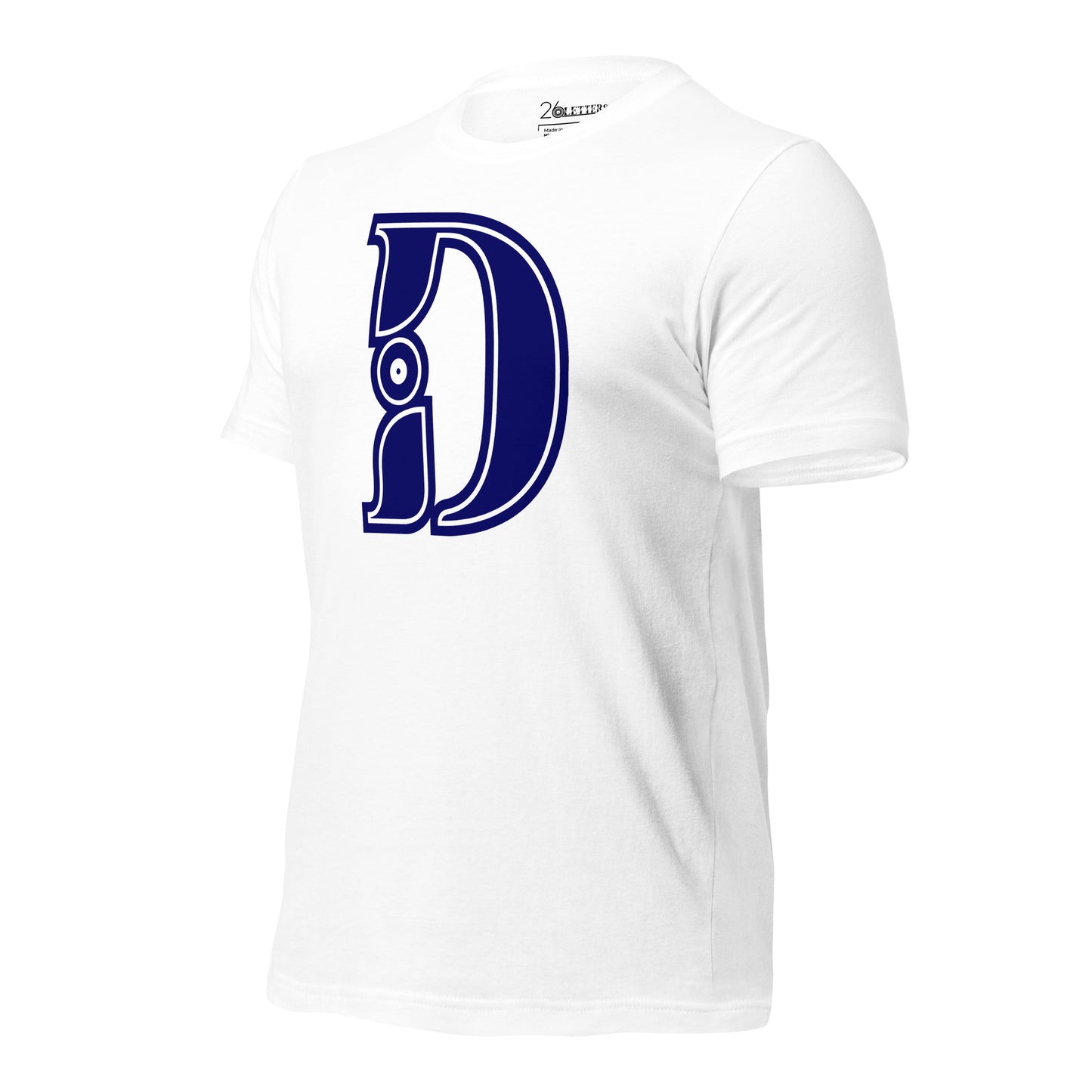 Blue and White Letter D T-Shirt