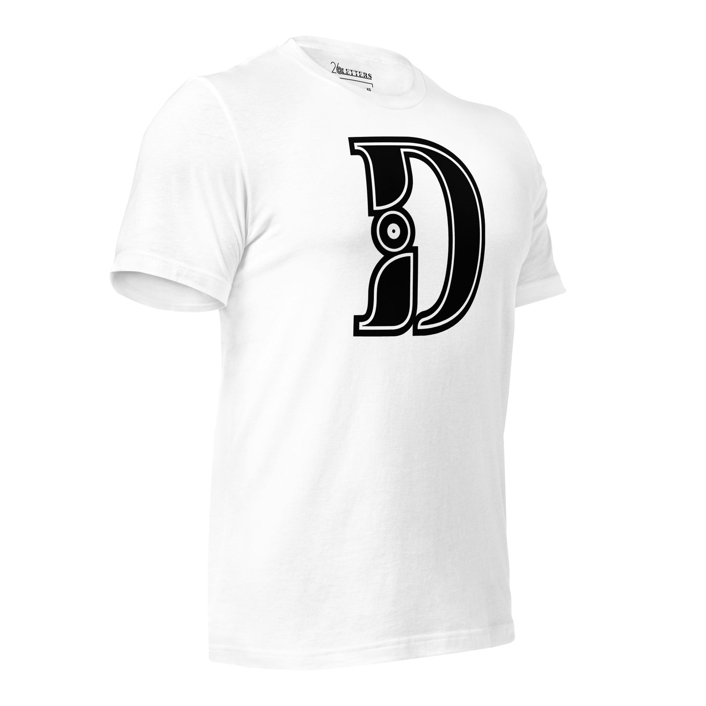 BLACK ON WHITE/ LETTER D / T-SHIRT