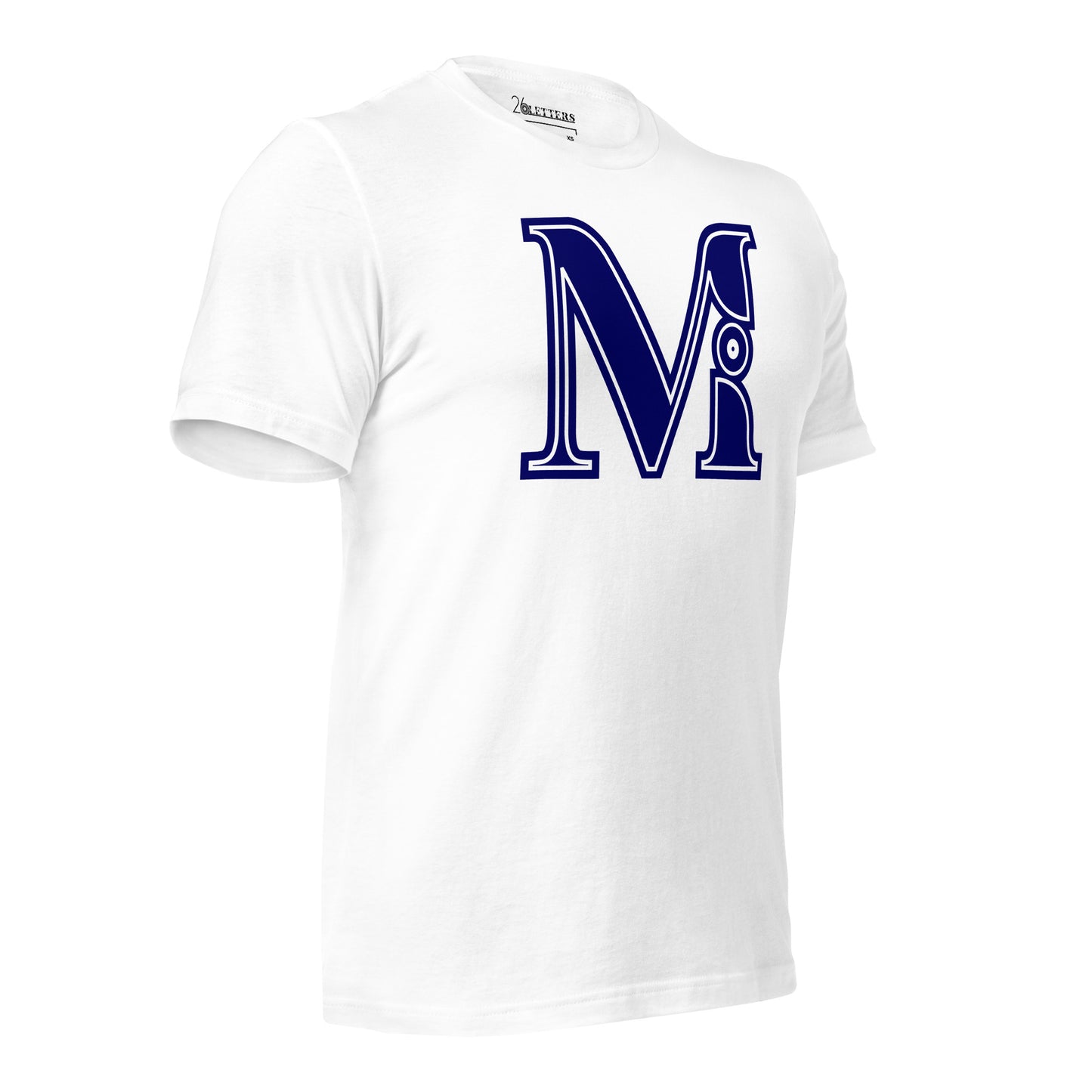 Blue and White Letter M T-Shirt