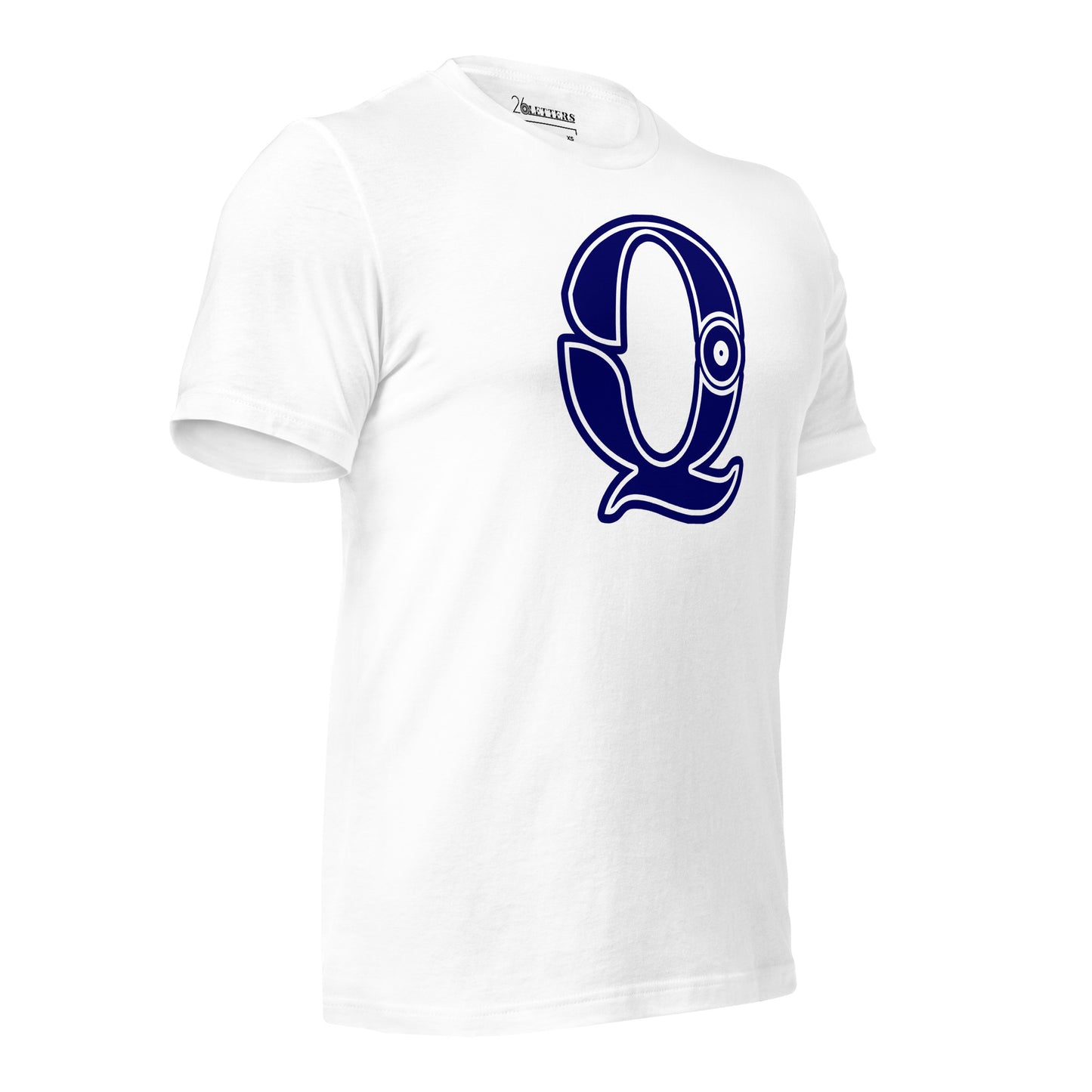 Blue and White Letter Q T-Shirt