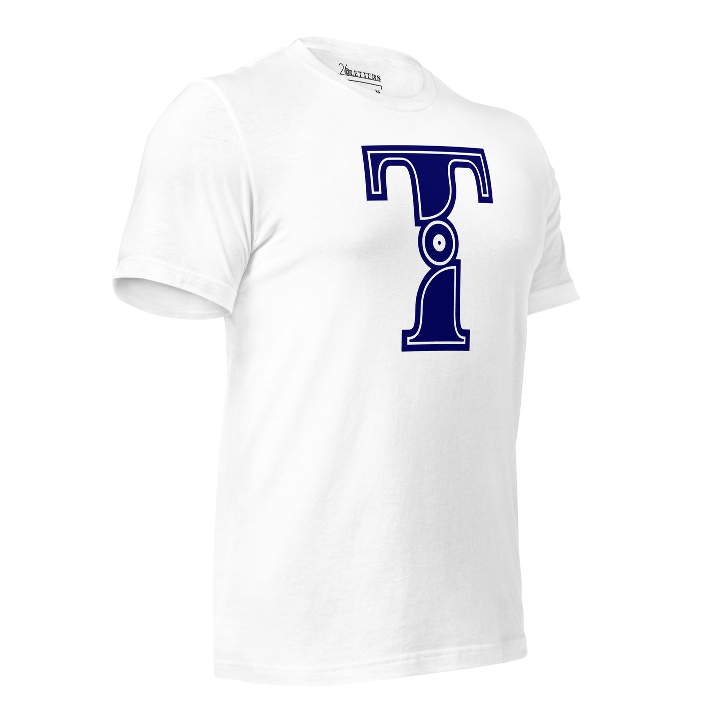 Blue and White Letter T T-Shirt