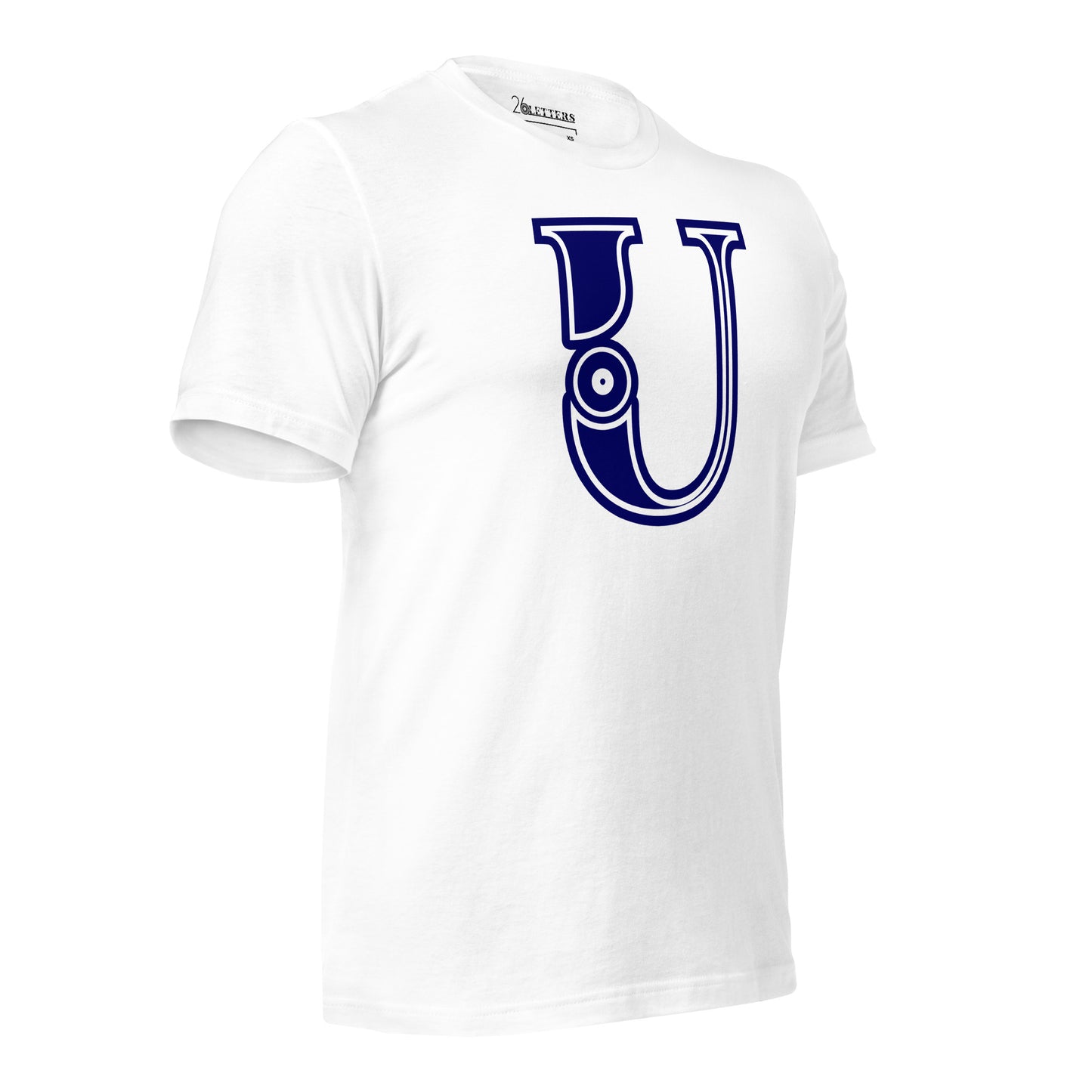 Blue and White Letter U T-Shirt