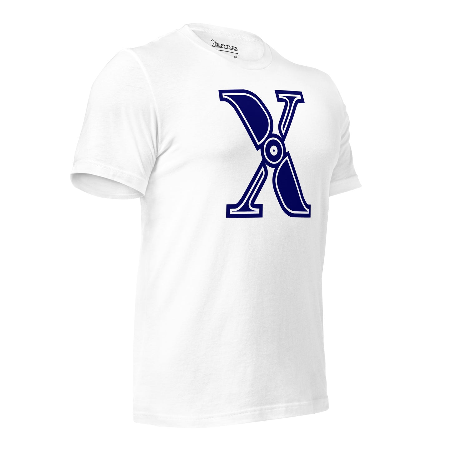 Blue and White Letter X T-Shirt